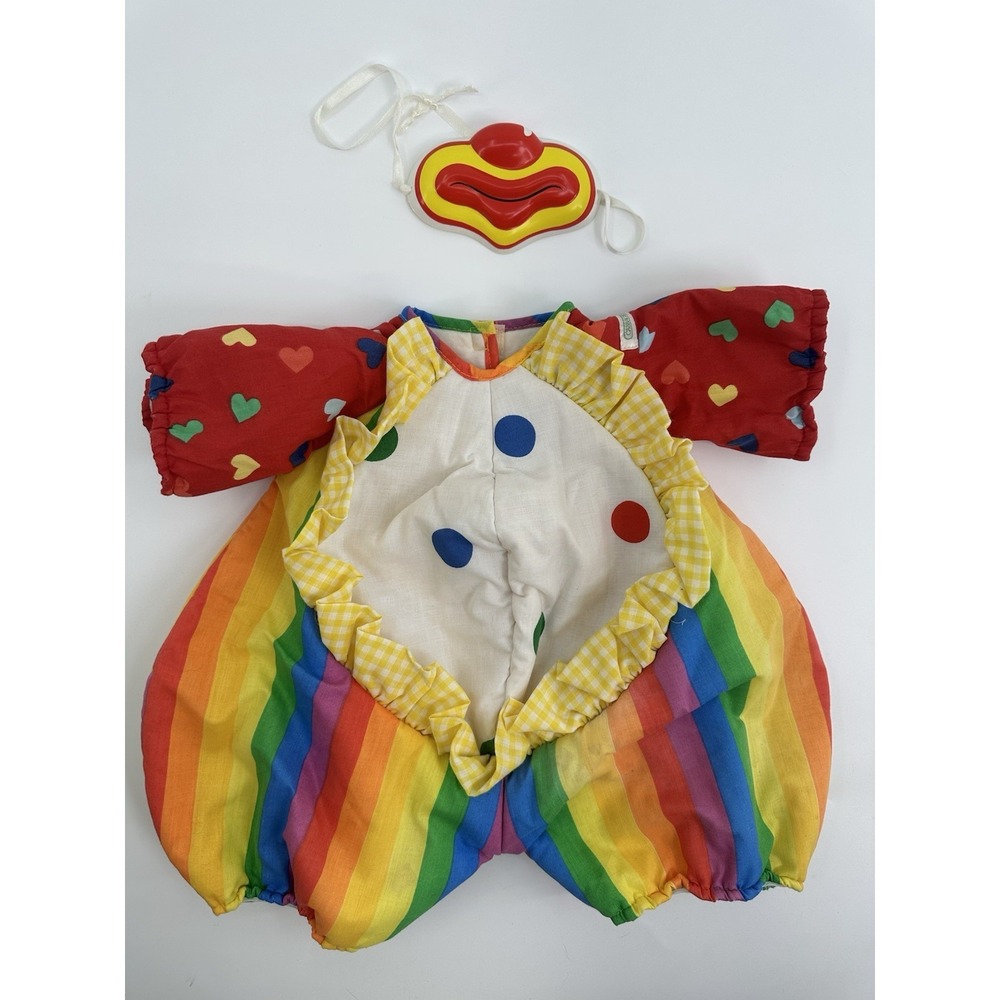 Vintage 1985 Cabbage Patch Kids Clown Outfit Rainbow Colorful Mask